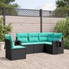 vidaXL 5-teiliges Gartensofa-Set mit Kissen, schwarzes Polyrattan