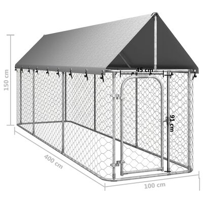 vidaXL Outdoor-Hundezwinger mit Dach 400x100x150 cm