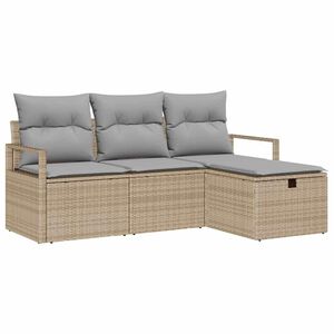vidaXL Sofa Set 4 stk. 4-Sitzanzahl Beige und Hellgrau Poly-Rattan