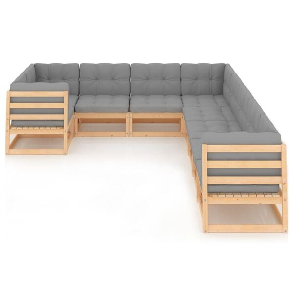 vidaXL 9-tlg. Garten-Lounge-Set mit Kissen Massivholz Kiefer