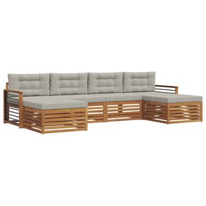 vidaXL Sofagarnituren 6 pcs Nat&uuml;rlich und Hellgrau Massivholz Akazie