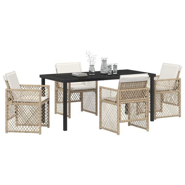 vidaXL Garten Essgruppe 5 pcs Beige Poly-Rattan