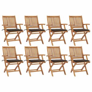 vidaXL Klappbare Gartenst&uuml;hle mit Kissen 8 Stk. Massivholz Teak