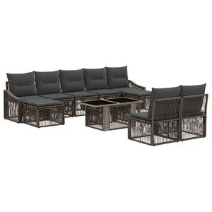 vidaXL Gartensofa-set 10 stk. Grau und Dunkelgrau Poly-Rattan