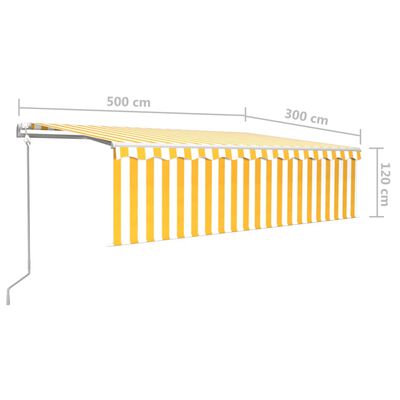 vidaXL Markise Automatisch Einziehbar mit Volant 5x3 m Gelb & Weiß