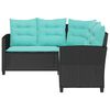 vidaXL Garten-Sofa mit Kissen 2 pcs Schwarz und T&uuml;rkis Poly Rattan