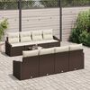vidaXL Sofa Set mit Kissen 7 pcs Braun und Creme Poly-Rattan