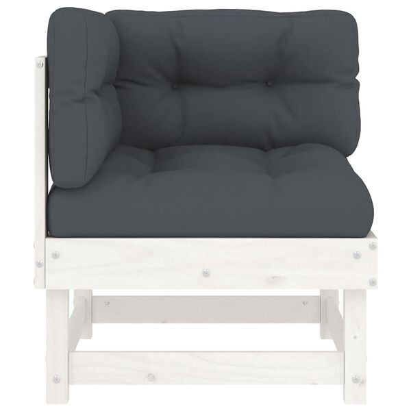 vidaXL Ecksofa mit Kissen Weiß Massivholz Kiefer