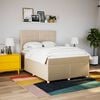 vidaXL Boxspringbett mit Matratze Creme 160x200 cm Stoff