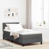 vidaXL Boxspringbett mit Matratze mit LED Dunkelgrau 90 x 200 cm Stoff