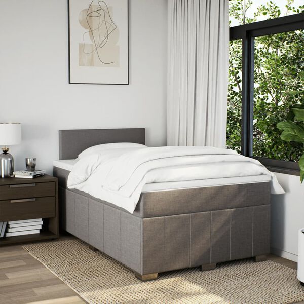 vidaXL Boxspringbett mit Matratze Taupe 120x190 cm Stoff