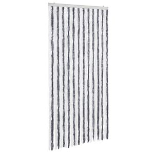 vidaXL Insektenschutz-Vorhang Grau und Wei&szlig; 100x220 cm Chenille
