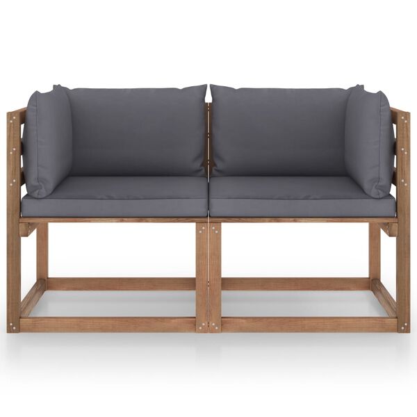 vidaXL Garten-Palettensofa 2-Sitzer mit Kissen in Anthrazit