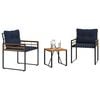 vidaXL Gartenm&ouml;bel Set mit Kissen 3 pcs Marineblau