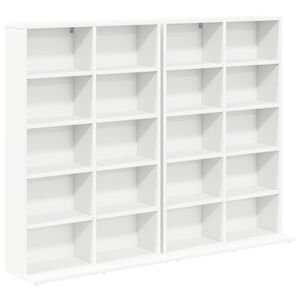 vidaXL CD Regal 2 Stk. Wei&szlig; 65 x 23,5 x 97,5 cm Holzwerkstoff