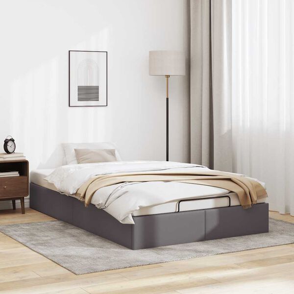 vidaXL Ottoman-Bett ohne Matratze Grau 120x200 cm Kunstleder