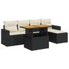 vidaXL 6-tlg. Garten-Sofagarnitur mit Kissen Schwarz Poly Rattan