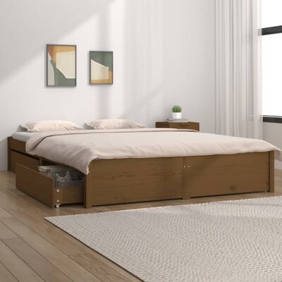 vidaXL Bett mit Schubladen Honigbraun 150x200 cm