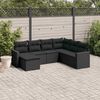 vidaXL 7-tlg. Garten-Sofagarnitur mit Kissen Schwarz Poly Rattan