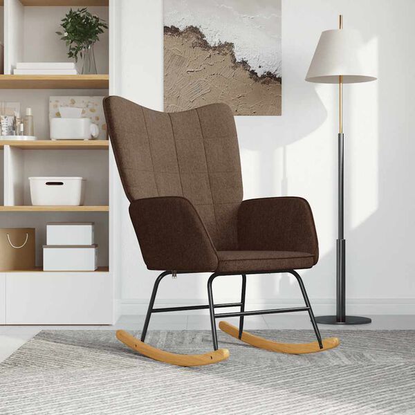 vidaXL Schaukelstuhl Braun Stoff