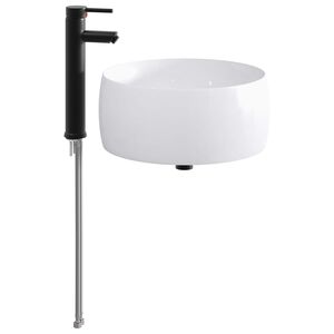 vidaXL Waschbecken mit Wasserhahn und Abfluss Matt Schwarz