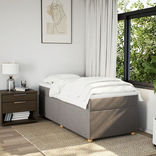 vidaXL Boxspringbett mit Matratze Taupe 90x200 cm Stoff