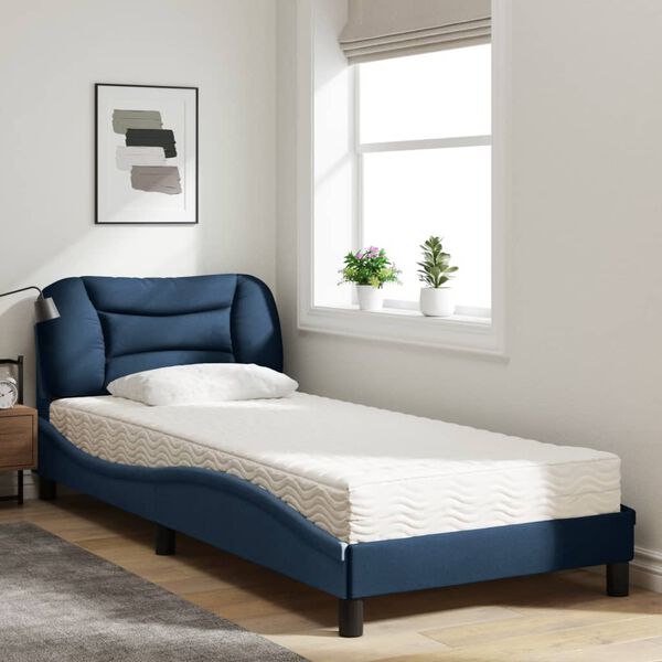 vidaXL Bett mit Matratze "Hvar" Blau 80x200 cm Stoff