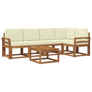 vidaXL Outdoor-Sofagarnitur mit Kissen 6 pcs Natur und Creme