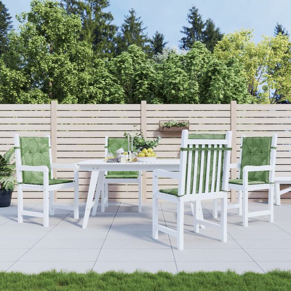 vidaXL Niedriglehner-Auflagen 4 Stk. Blattmuster Stoff