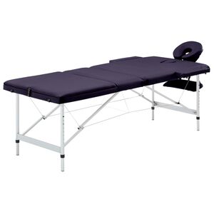 vidaXL Massageliege Klappbar 3-Zonen mit Aluminiumgestell Lila