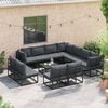 vidaXL Gartensofa-set mit Kissen 12 pcs Schwarz Aluminium