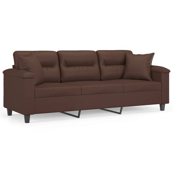 vidaXL 3-Sitzer-Sofa mit Kissen Braun 180 cm Kunstleder
