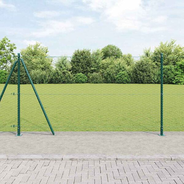 vidaXL Zaun mit Pfosten Grün 1,2 x 25 m PVC-beschichteter Stahl