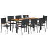 vidaXL Garten Essgruppe 9 pcs Schwarz Poly-Rattan