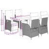 vidaXL 5-tlg. Garten-Essgruppe mit Kissen Braun Poly Rattan