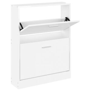vidaXL Schuhschrank Hochglanz-Wei&szlig; 59x17x81 cm Holzwerkstoff