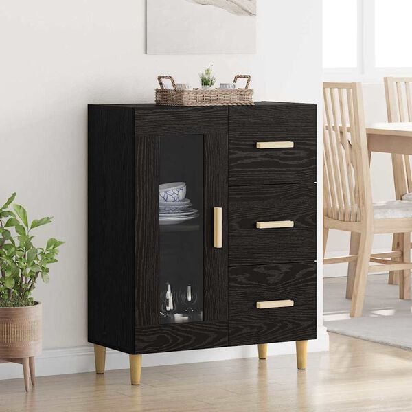 vidaXL Sideboard Schwarz Eichen-Optik 69,5 x 34 x 90 cm Holzwerkstoff