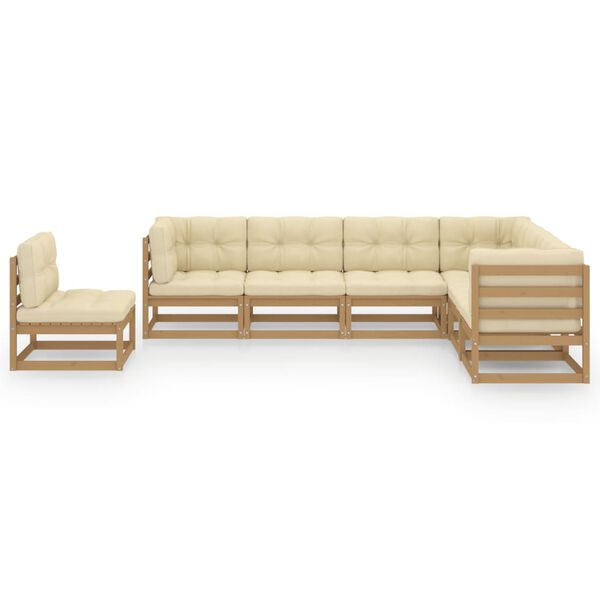 vidaXL 7-tlg Garten-Lounge-Set mit Kissen Honigbraun Massivholz Kiefer