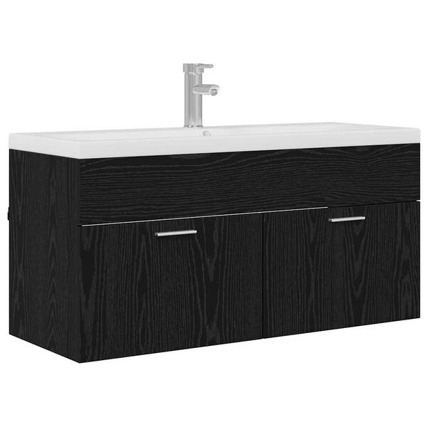 vidaXL Badezimmerschrank Schwarz Eichen-Optik 100 x 38,5 x 46 cm