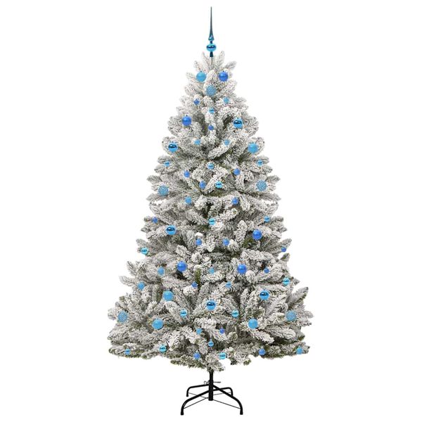 vidaXL K&uuml;nstlicher Weihnachtsbaum Gr&uuml;n und Wei&szlig; 210 cm PVC und Metall