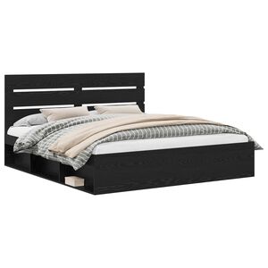 vidaXL Bettrahmen Schwarz 200 x 200 cm Massives Kiefernholz