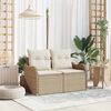 vidaXL Gartensofa mit Kissen Beige 121 x 62 x 69cm Poly-Rattan
