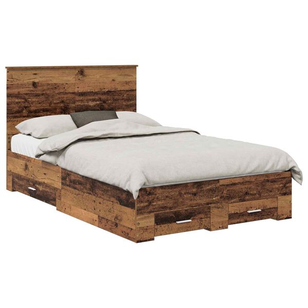 vidaXL Bettrahmen mit Kopfteil Altholz 120 x 190 cm Holzwerkstoff