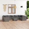vidaXL 10-tlg. Garten-Lounge-Set mit Kissen Poly Rattan Grau