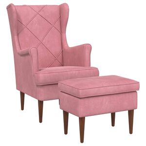 vidaXL Sessel mit Fu&szlig;hocker 2 stk. Rosa Samt