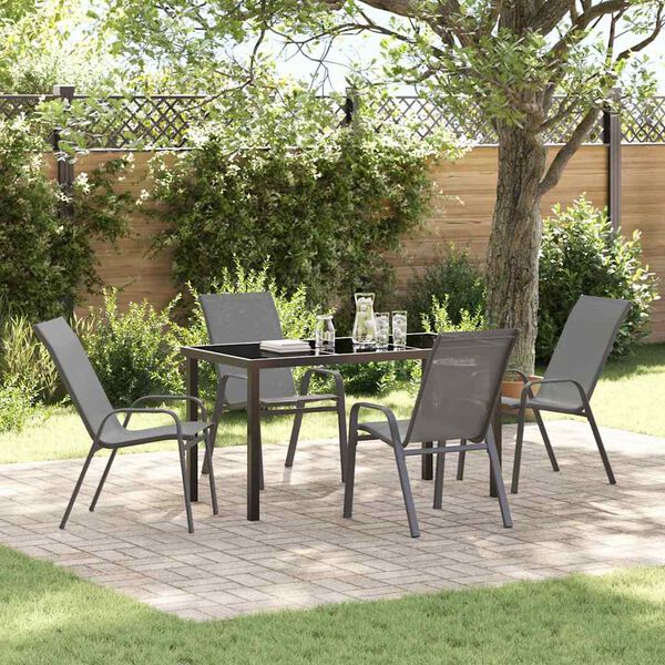 vidaXL Garten Essgruppe 5 pcs Grau und Schwarz