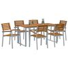 vidaXL Garten Essgruppe 7 pcs Grau und Braun Akazie Massivholz