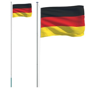 vidaXL Flagge Deutschlands mit Mast 6,08 m Aluminium