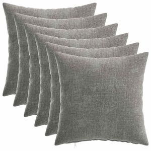 vidaXL Kissenbezug 6 pcs HEERLEN Dunkelgrau 35 x 35 cm Chenille-Stoff