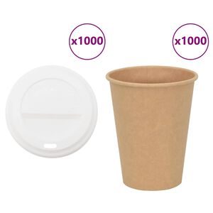 vidaXL Pappbecher mit Deckeln 1000 Stk. 12oz 300ml